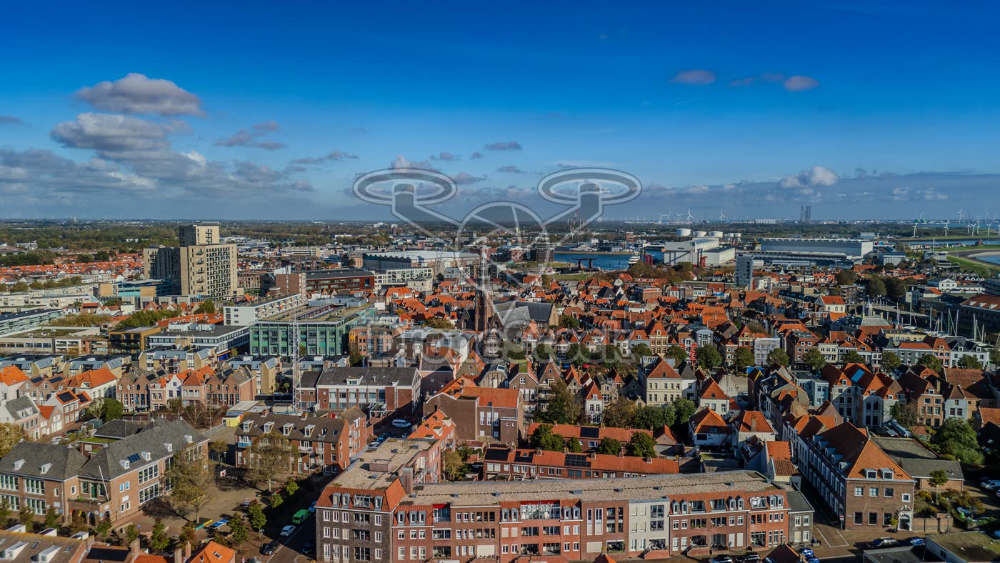 Vogelperspectief op de historische binnenstad van Vlissingen