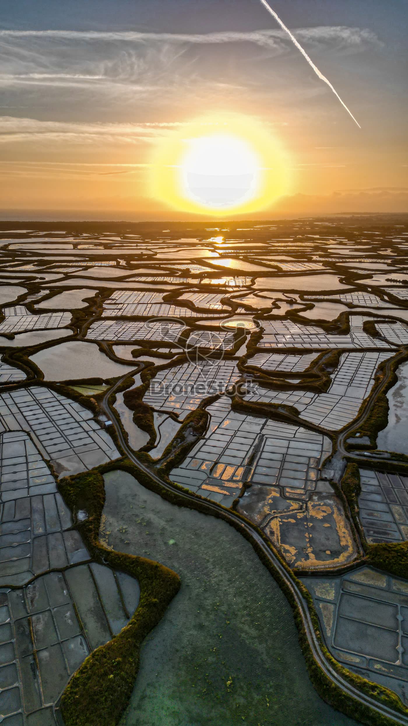 Zoutpannen Guerande bij zonsondergang