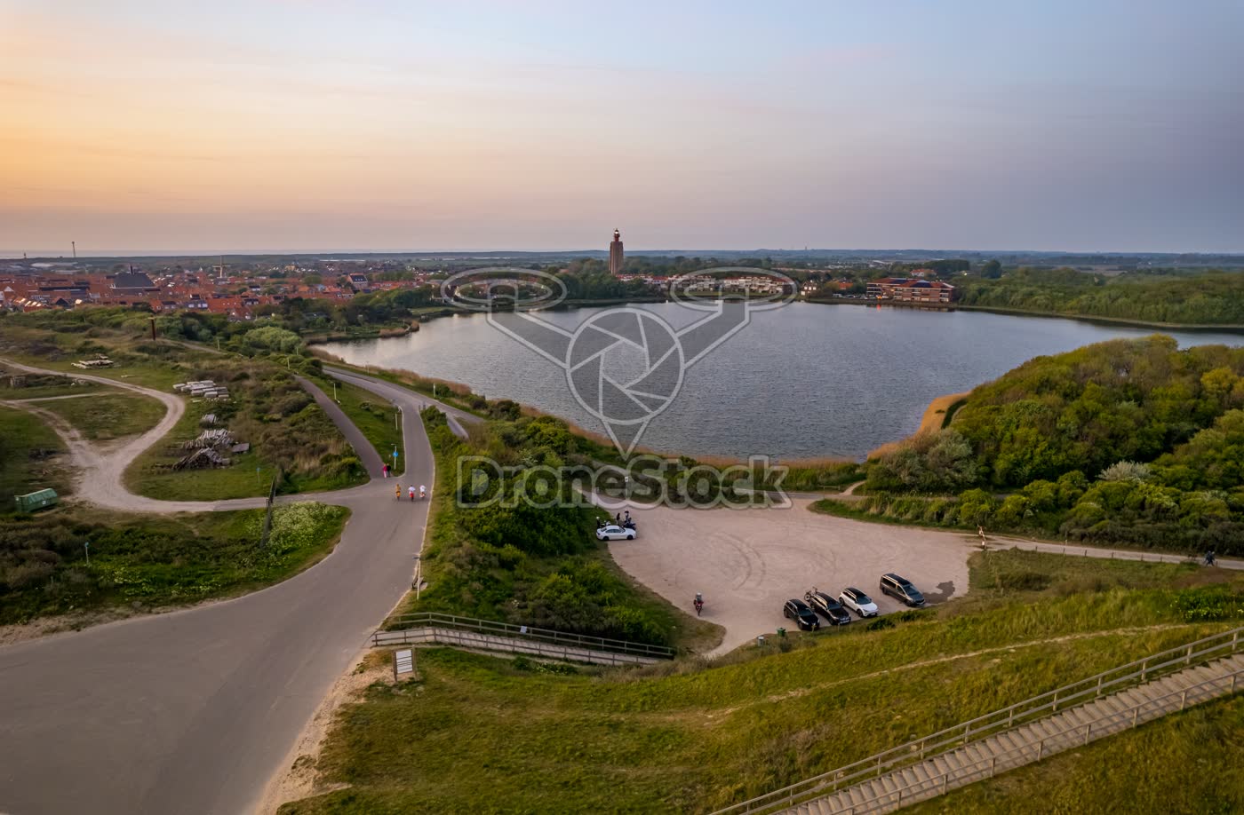 Luchtfoto van de kreek en het dorp Westkapelle