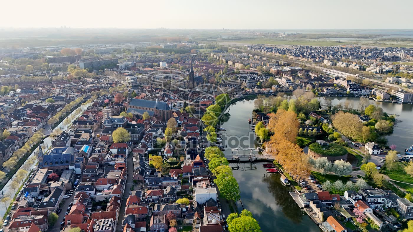 Weesp historisch centrum vanuit de lucht
