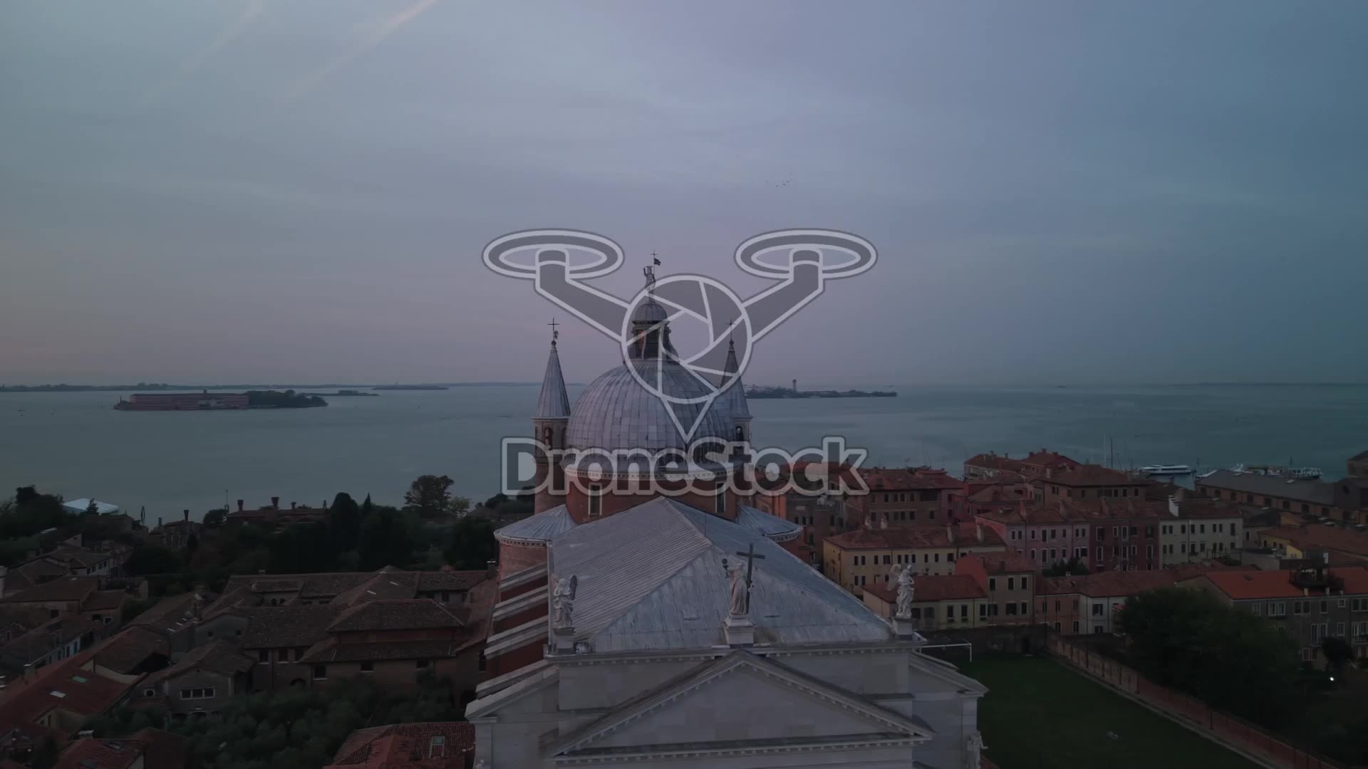 Handmatige orbit, kerk van de Verlosser, bij zonsopgang en Kanaal van de Giudecca.