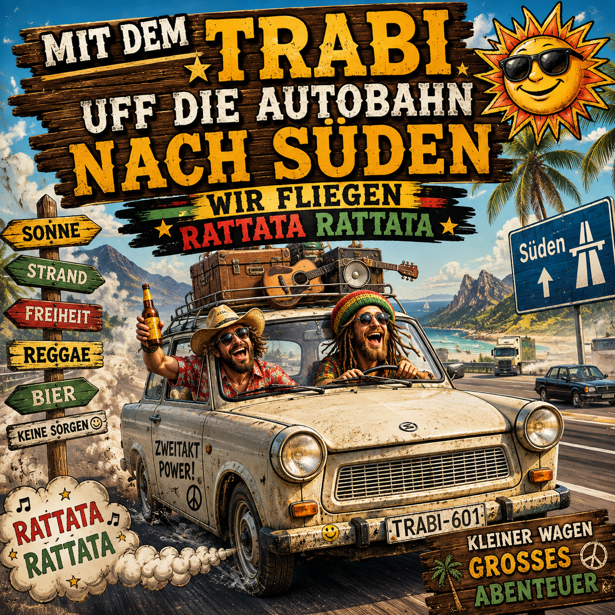 Trabi uff die Autobahn nach Süden