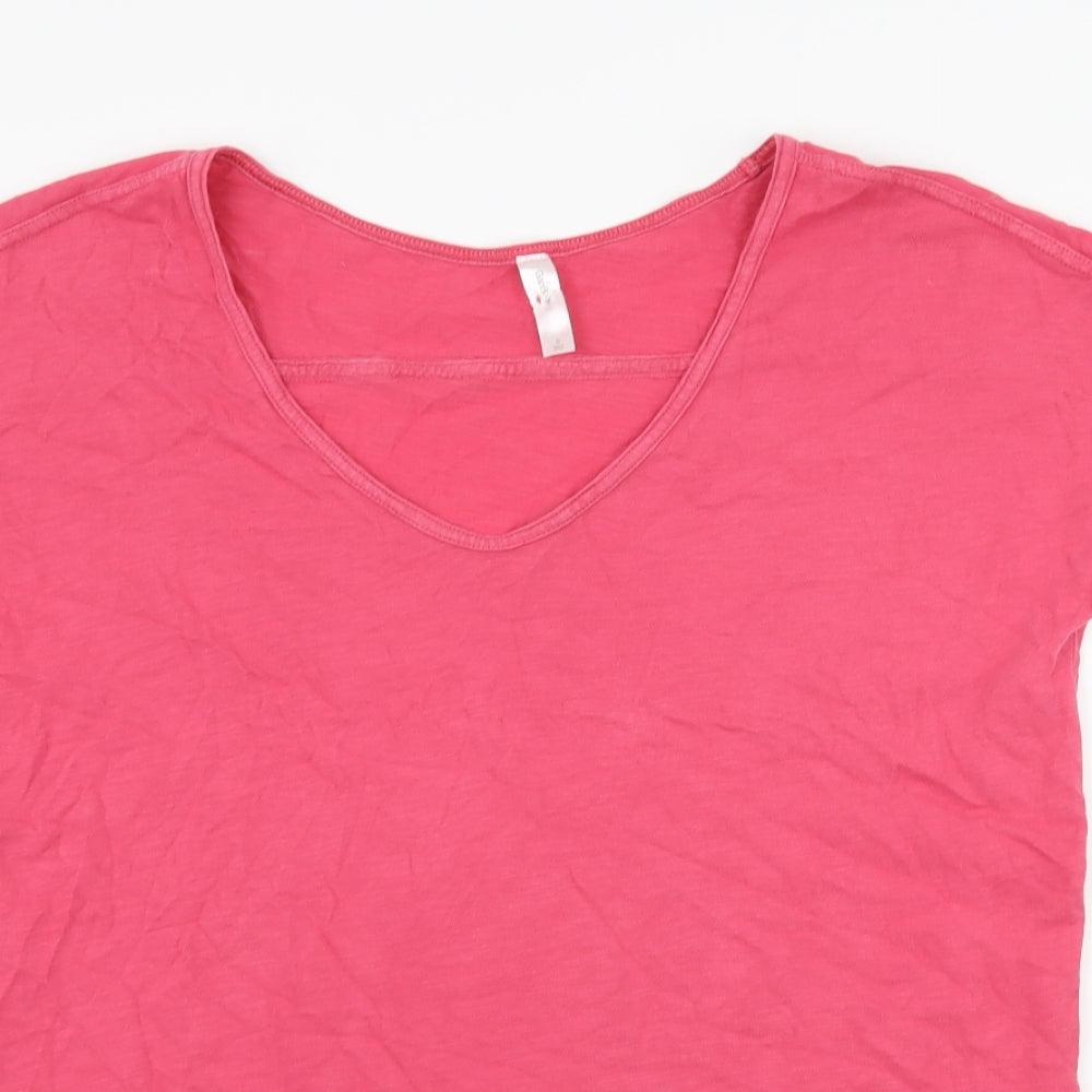 Gap Womens Basic T-Shirt Size S Pink V-Neck Short Sleeve - close detail
