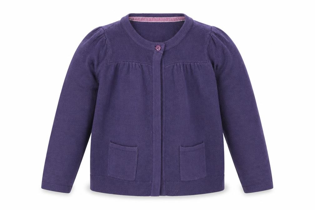Girls John Lewis Size 3 Years Cape Jumper Purple Round Neck Long Sleeve - front view