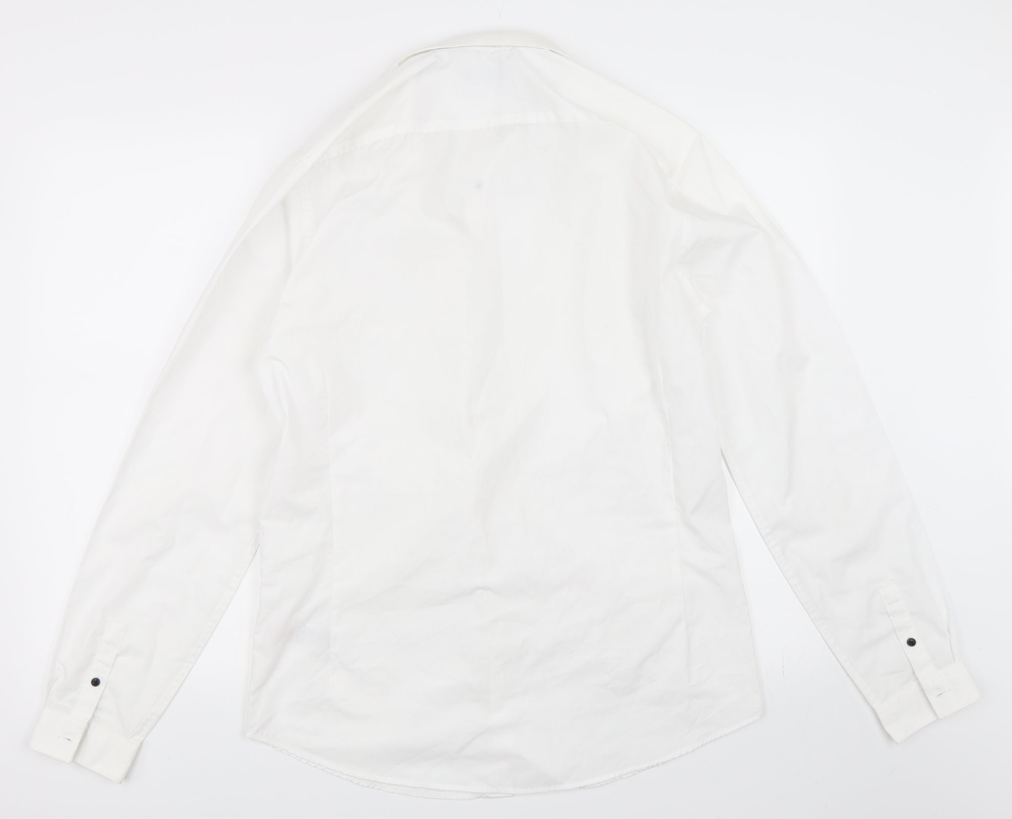 Mens New Look Size M Button-Up White Collared Long Sleeve - label detail