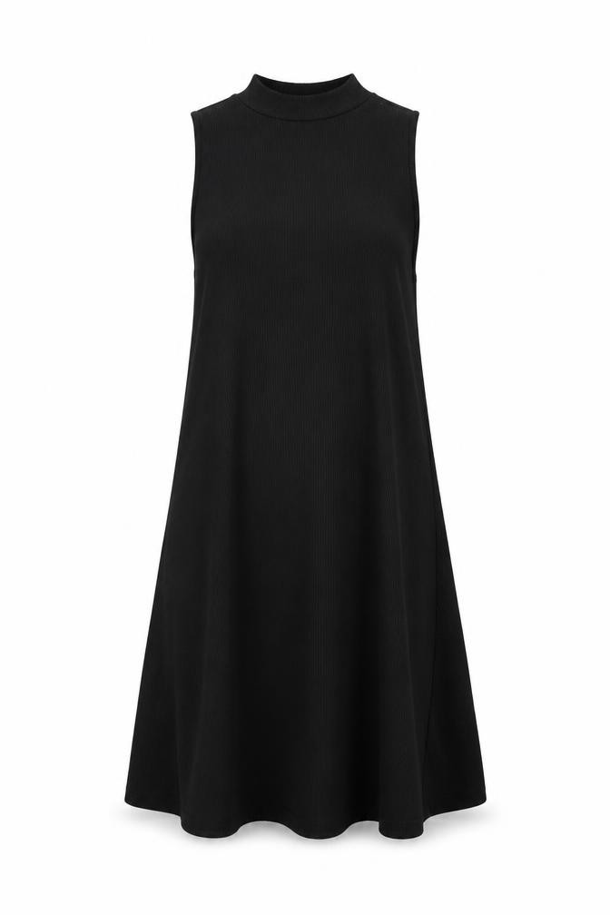 New Look Womens A-Line Dress Size 8 Black Short Round Neck Sleeveless - front view