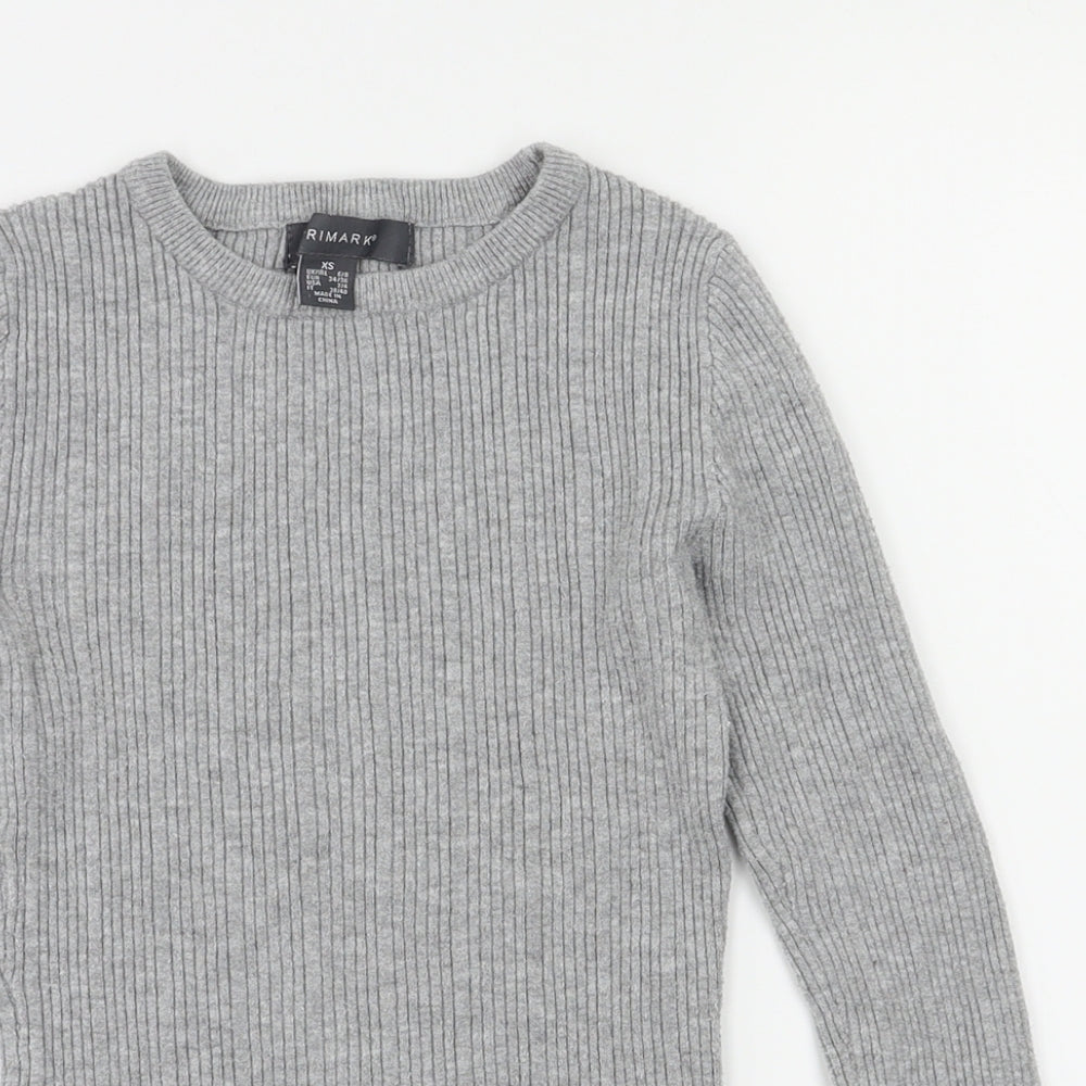 Primark Womens Henley Jumper Size XS Green Crew Neck Long Sleeve - close detail