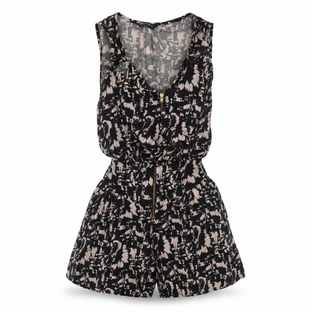 Miss Selfridge Womens Playsuit One-Piece Size 6 Beige Sleeveless - front view
