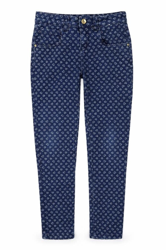 Denim & Co. Girls Skinny Jeans Size 12 Years Blue Geometric - front view