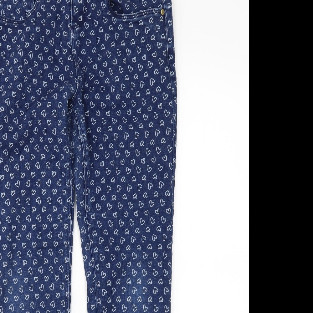 Denim & Co. Girls Skinny Jeans Size 12 Years Blue Geometric - close detail