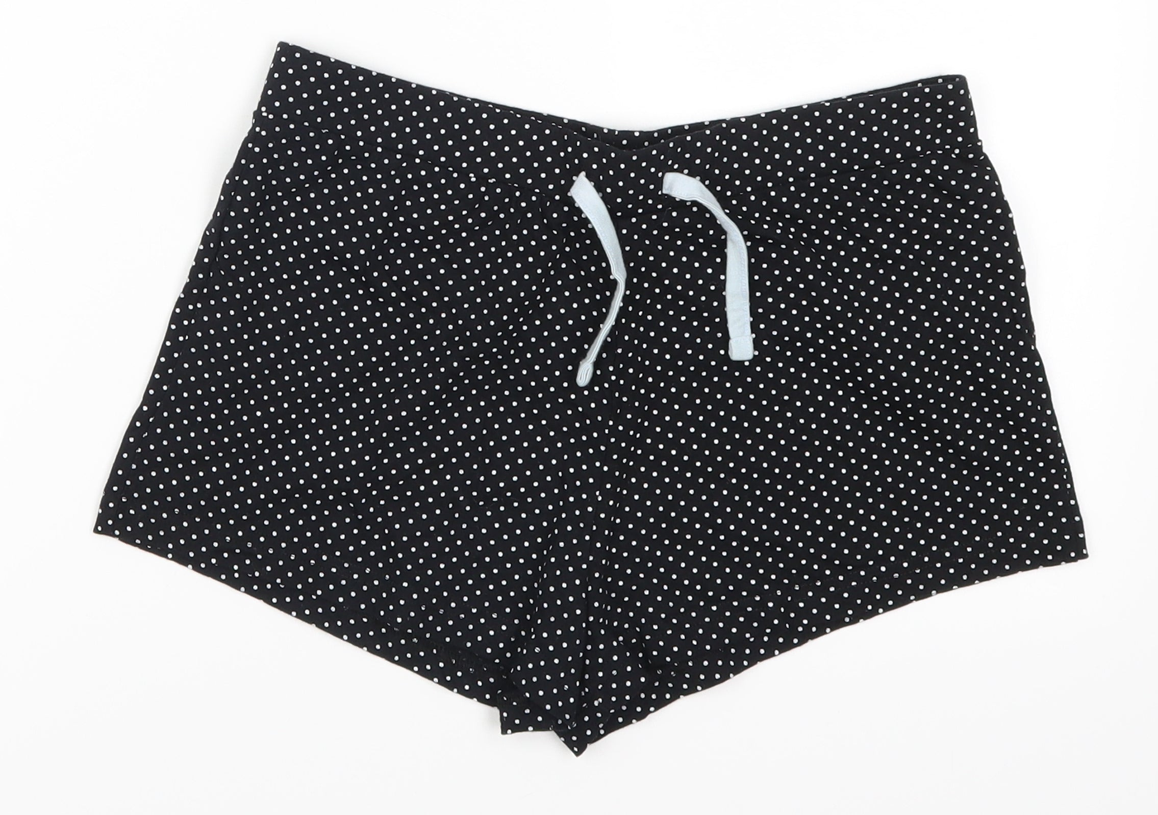 Girls New Look Size M Sweat Shorts Black Polka Dot W26 - reverse view