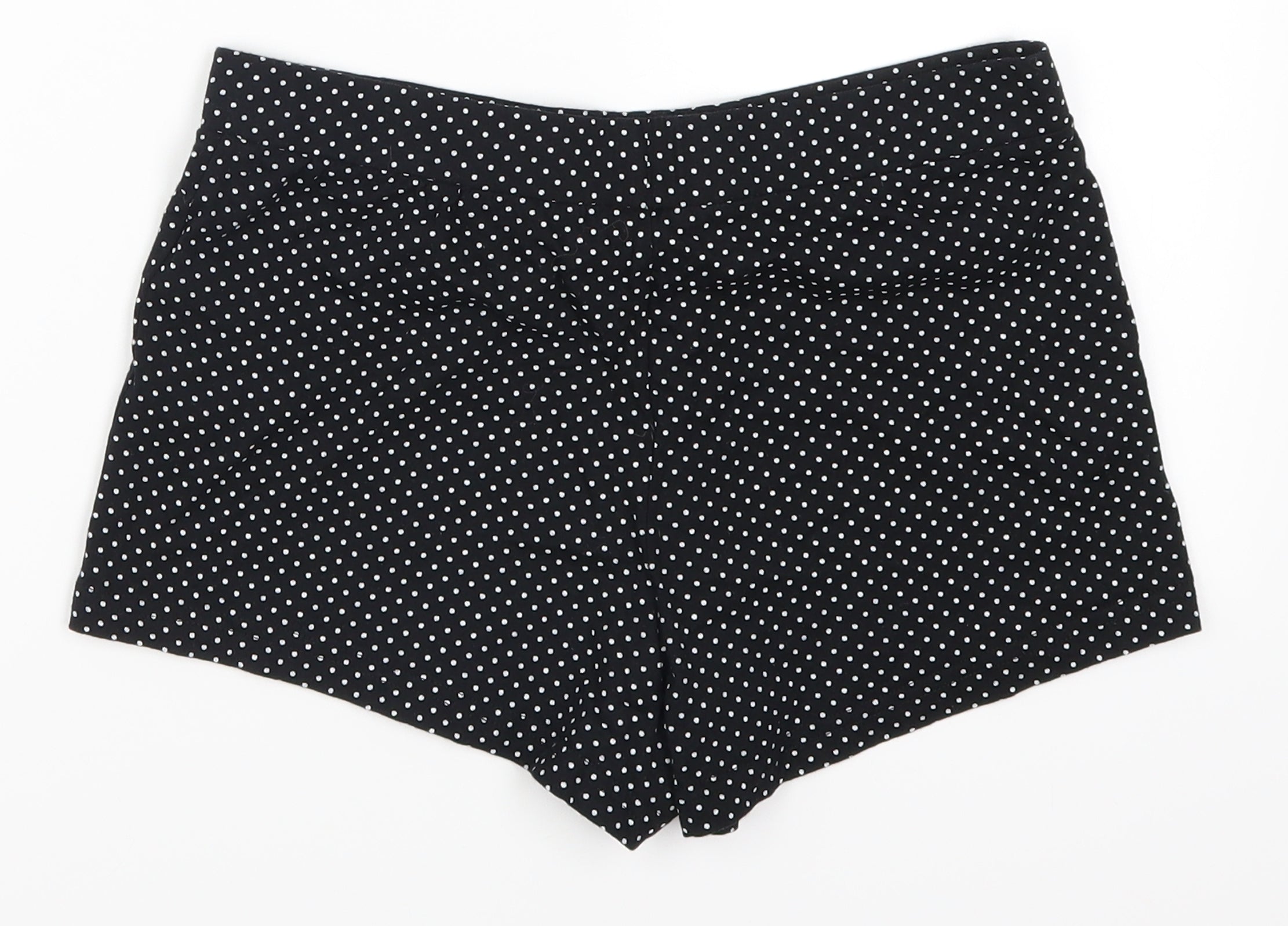 Girls New Look Size M Sweat Shorts Black Polka Dot W26 - label detail