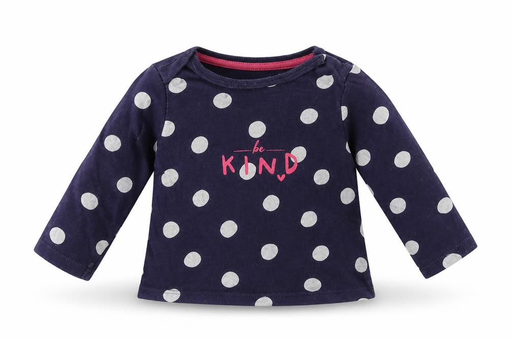 Girls FRED&FLO Size 0-3 Months Basic T-Shirt Blue Spotted Round Neck Long Sleeve - front view