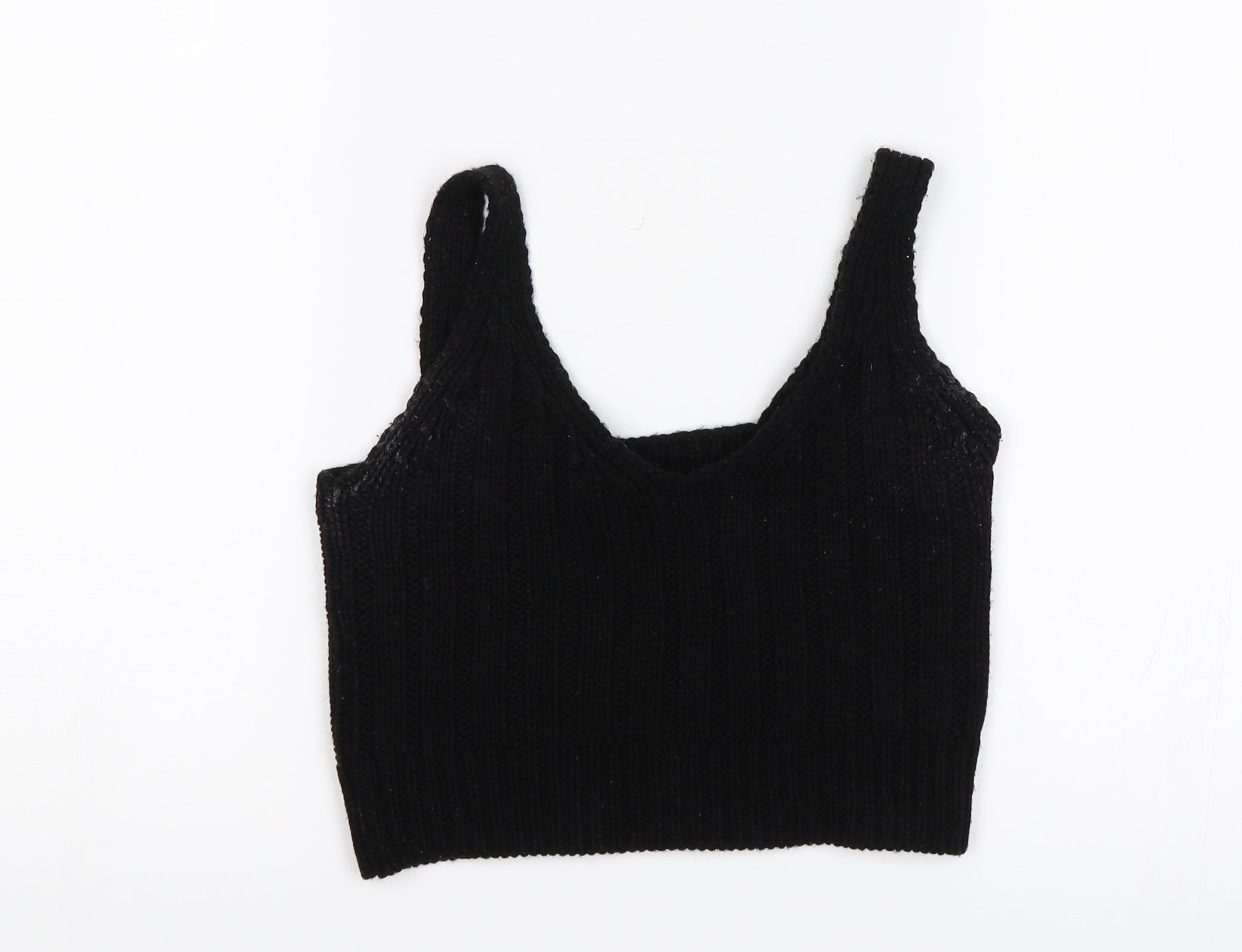 ASOS Womens Cropped Tank Size 4 Black V-Neck Sleeveless - reverse view
