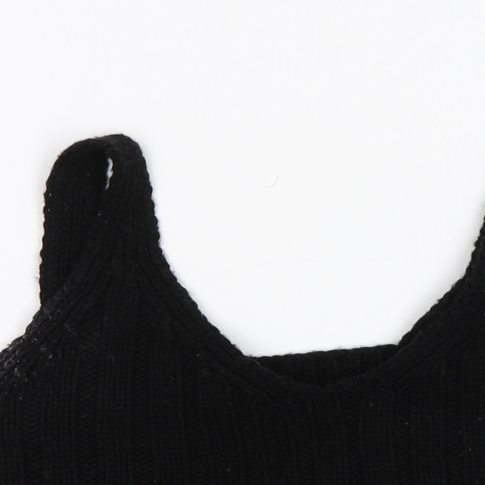 ASOS Womens Cropped Tank Size 4 Black V-Neck Sleeveless - close detail