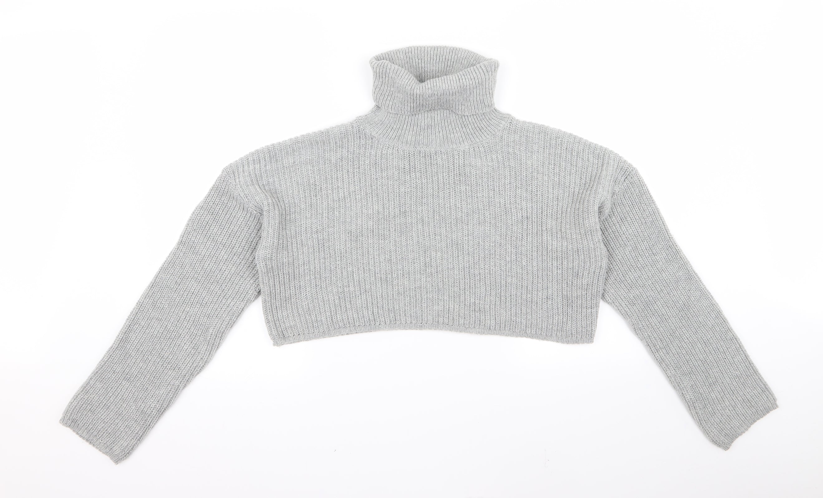 Missguided Womens Pullover Jumper Size M Grey Roll Neck Long Sleeve - reverse view