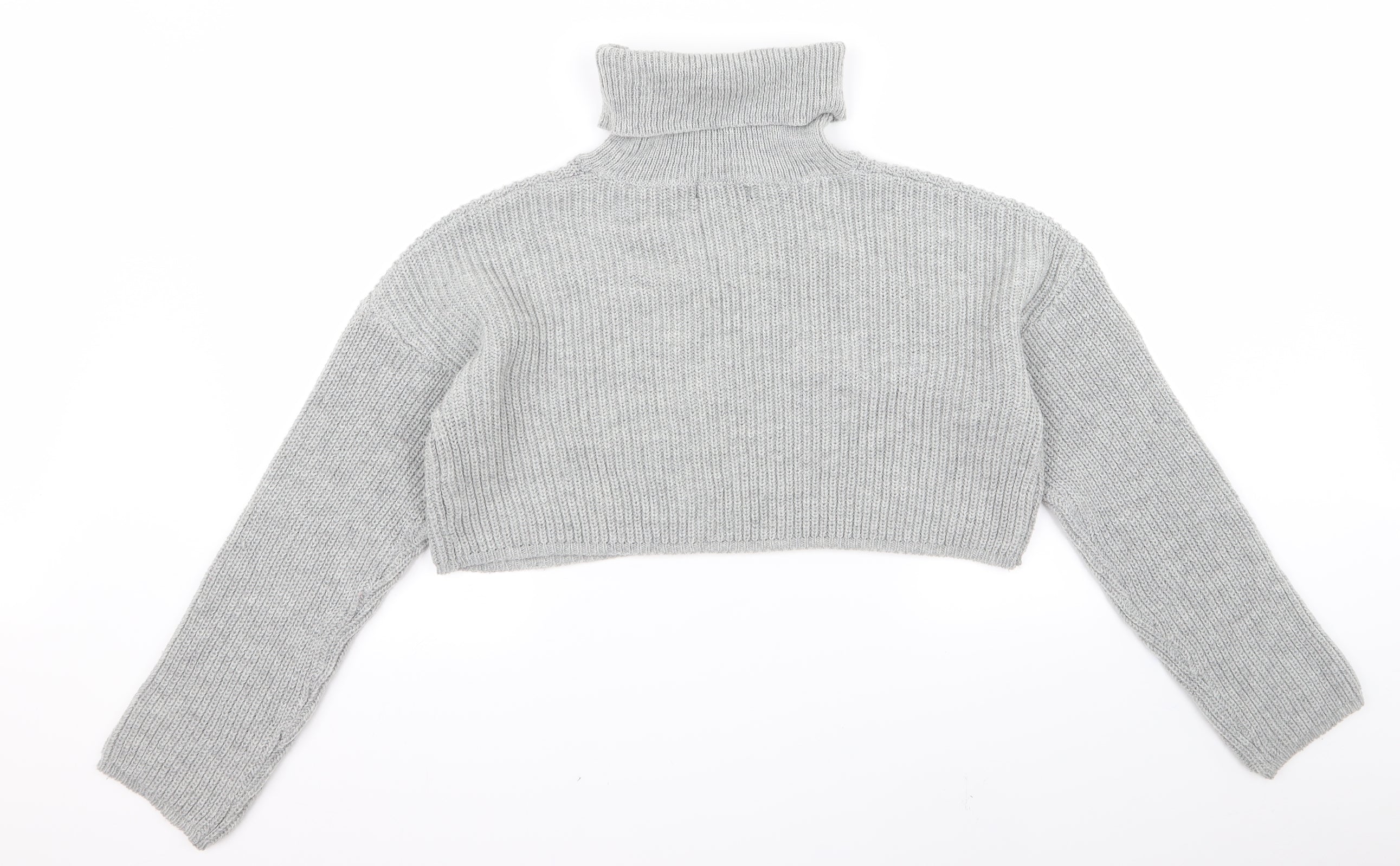 Missguided Womens Pullover Jumper Size M Grey Roll Neck Long Sleeve - label detail