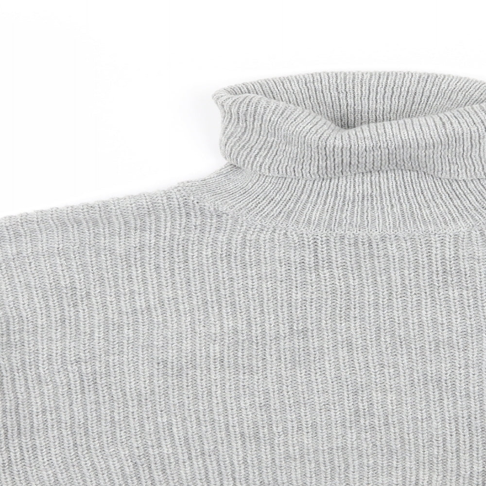 Missguided Womens Pullover Jumper Size M Grey Roll Neck Long Sleeve - close detail