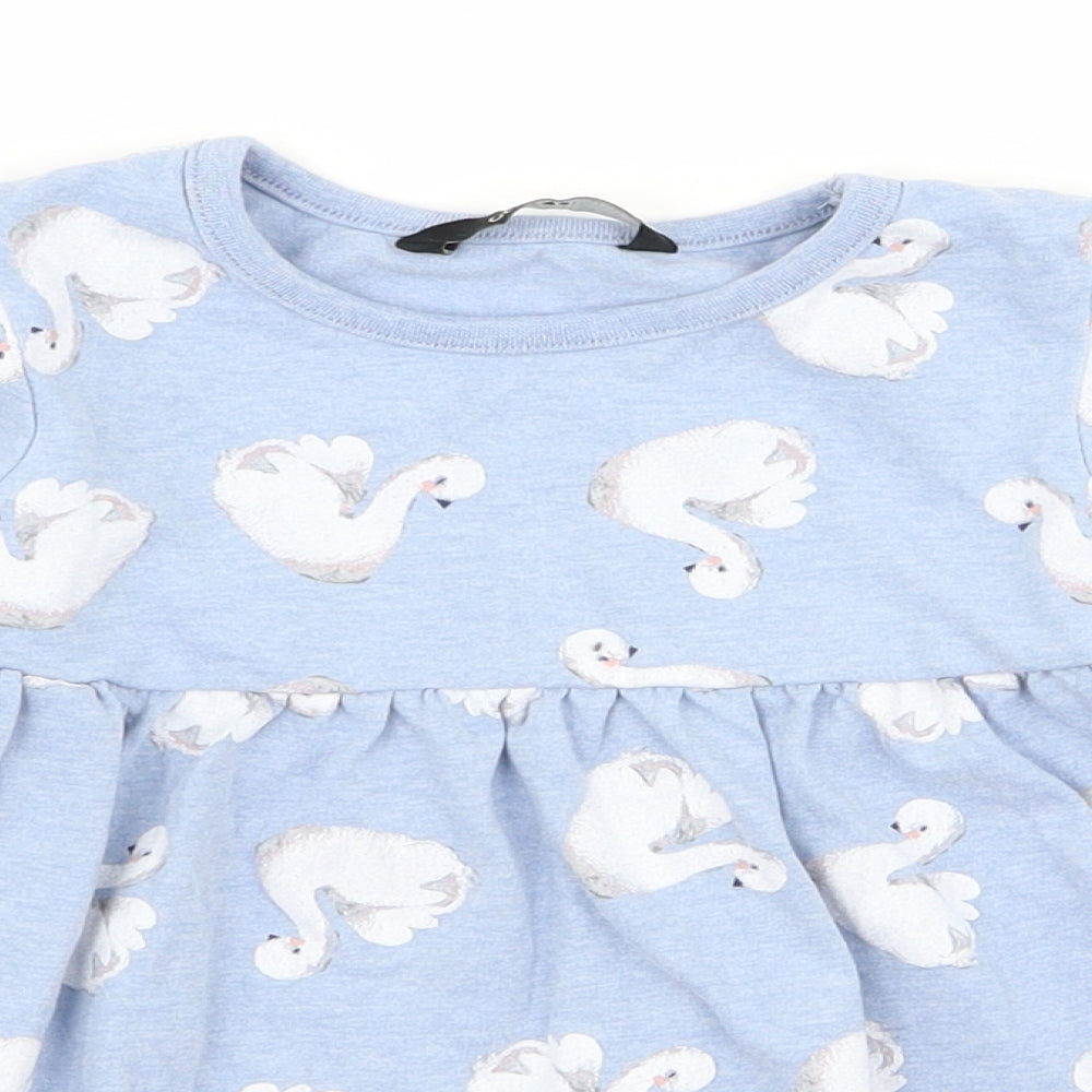 Baby George Size 12 Months A-Line Dress Blue Animal Print Midi Roll Neck - close detail