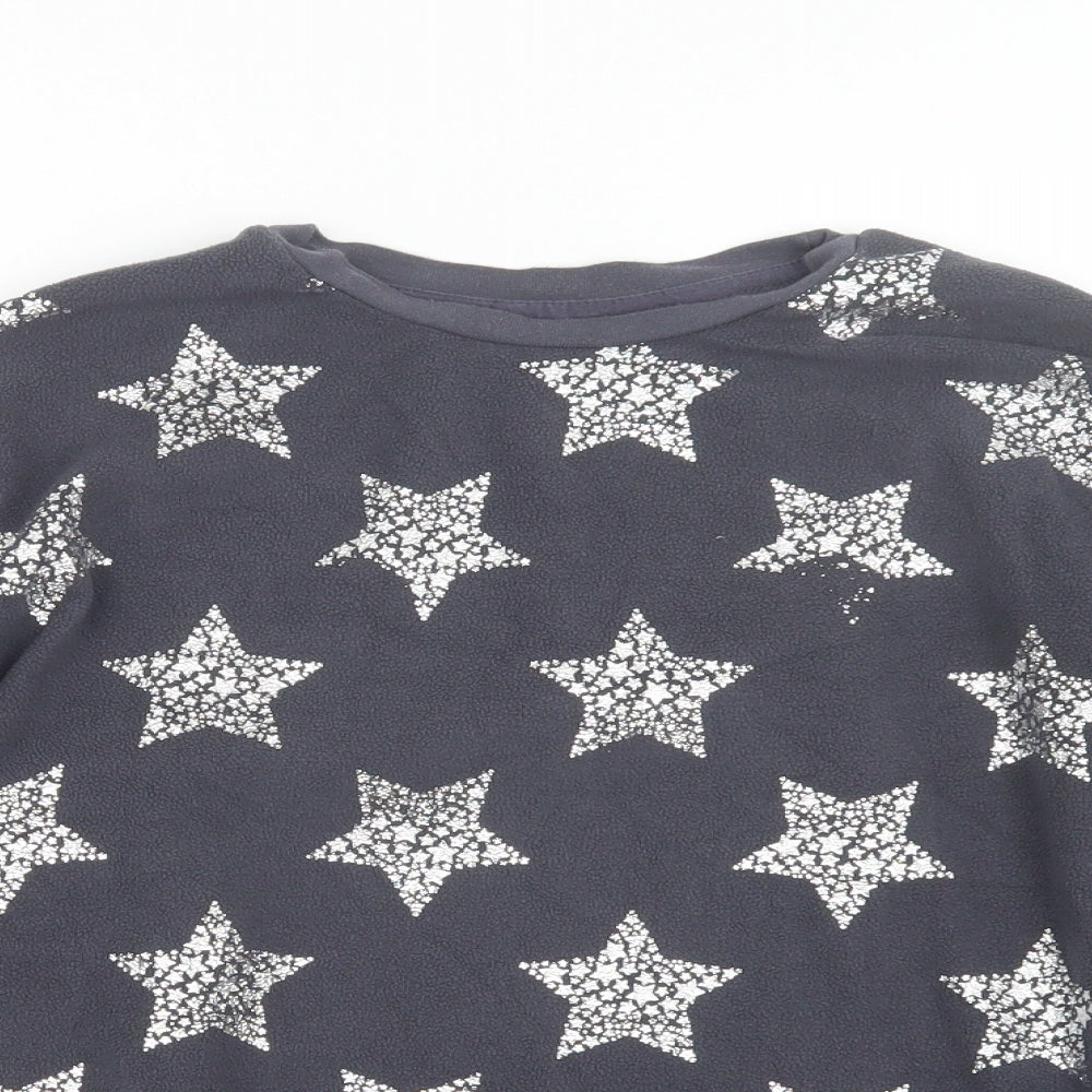George Girls Top Pyjama Top Size 13-14 Years Grey Geometric Stars Long Sleeve - close detail