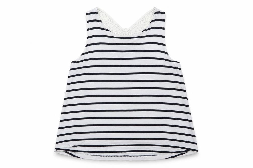 H&M Girls Basic Tank Size 9-10 Years Multicoloured Striped Crew Neck Sleeveless - front view