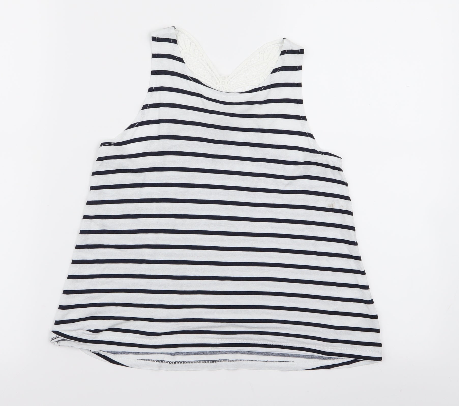 H&M Girls Basic Tank Size 9-10 Years Multicoloured Striped Crew Neck Sleeveless - reverse view