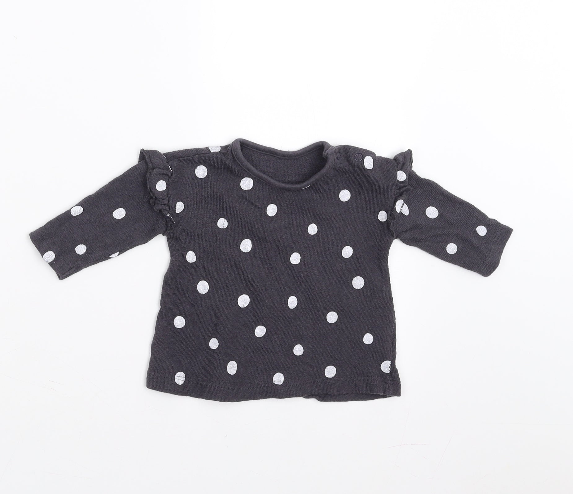 George Girls Pullover Jumper Size 0-3 Months Grey Polka Dot Long Sleeve - reverse view