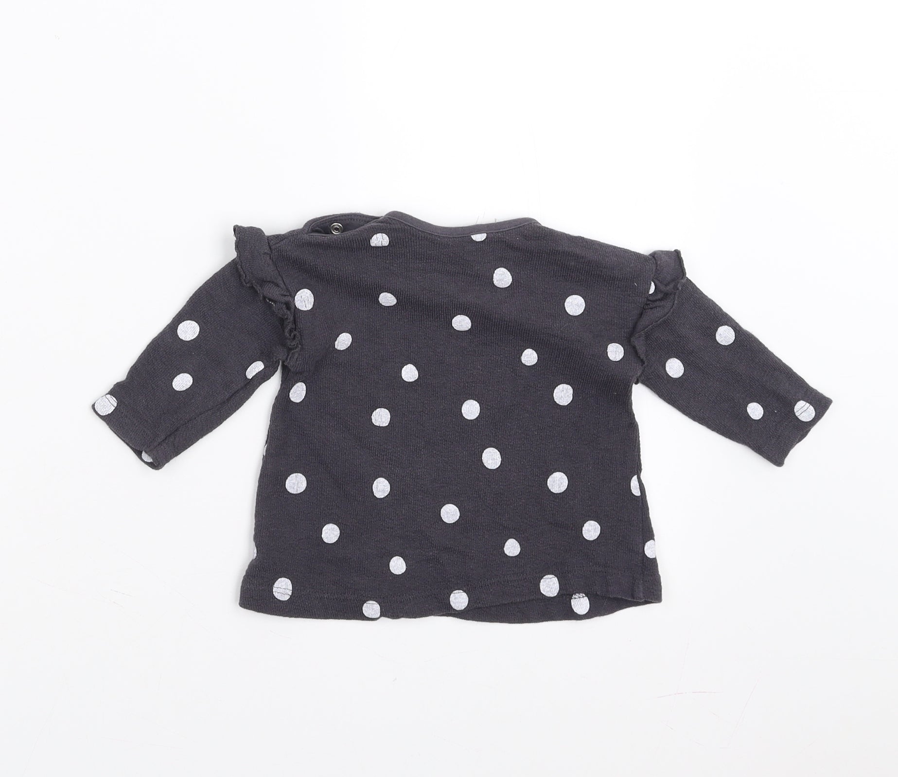 George Girls Pullover Jumper Size 0-3 Months Grey Polka Dot Long Sleeve - label detail