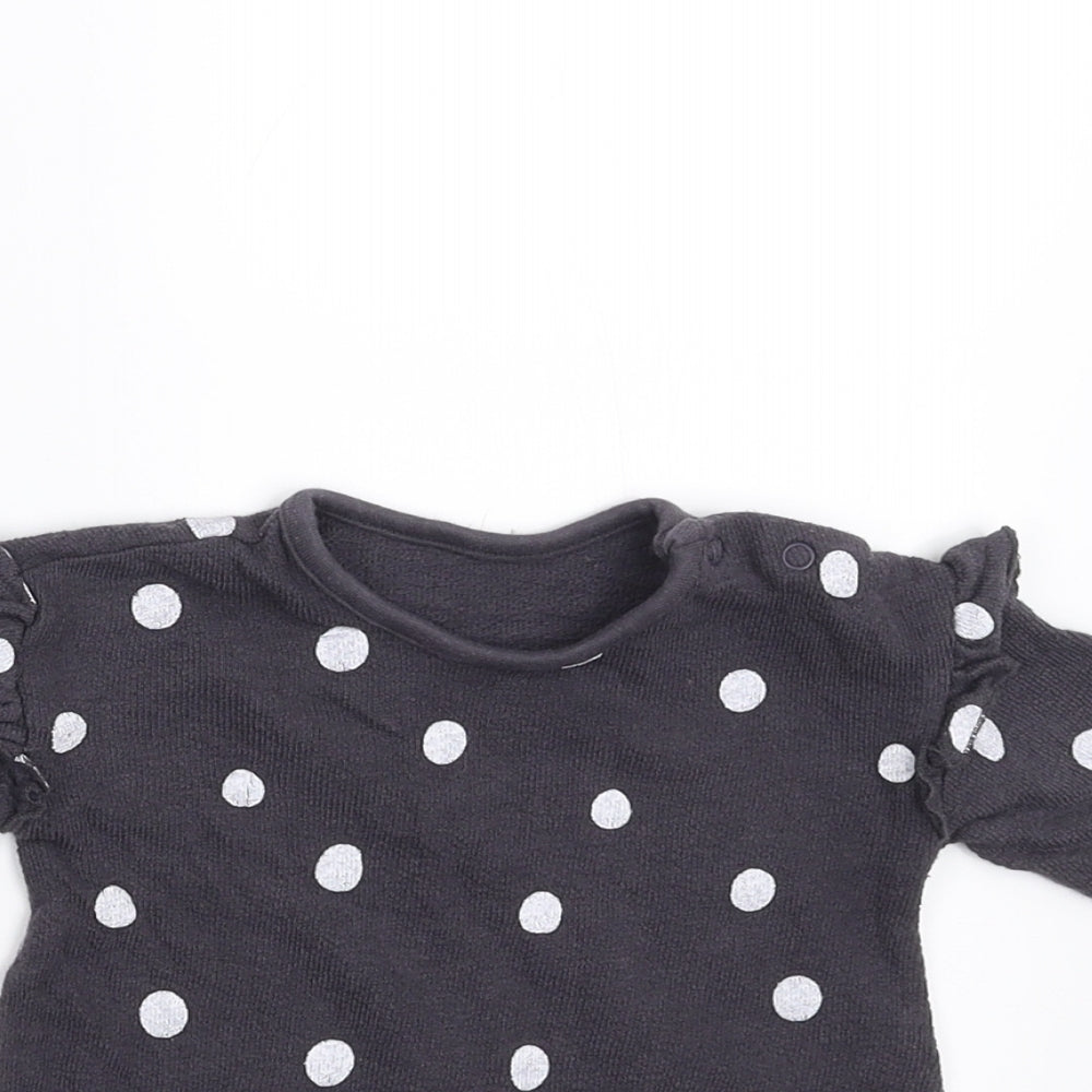 George Girls Pullover Jumper Size 0-3 Months Grey Polka Dot Long Sleeve - close detail