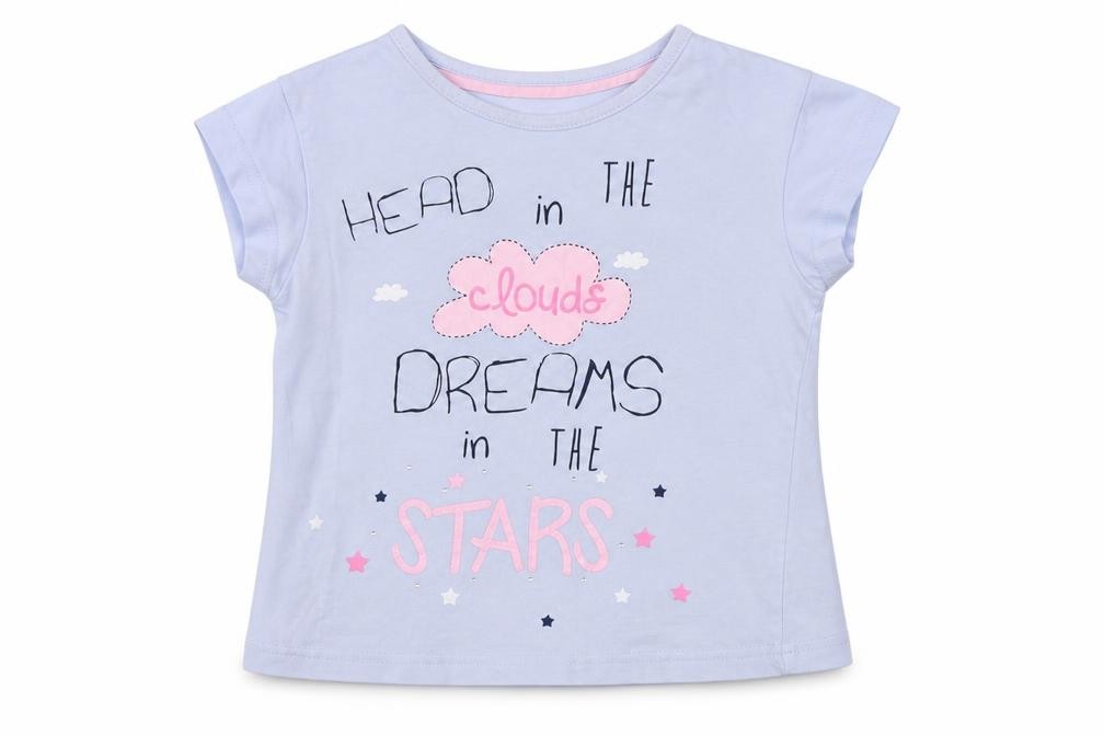 Girls Matalan Size 4-5 Years Basic T-Shirt Blue Animal Print Crew Neck - front view