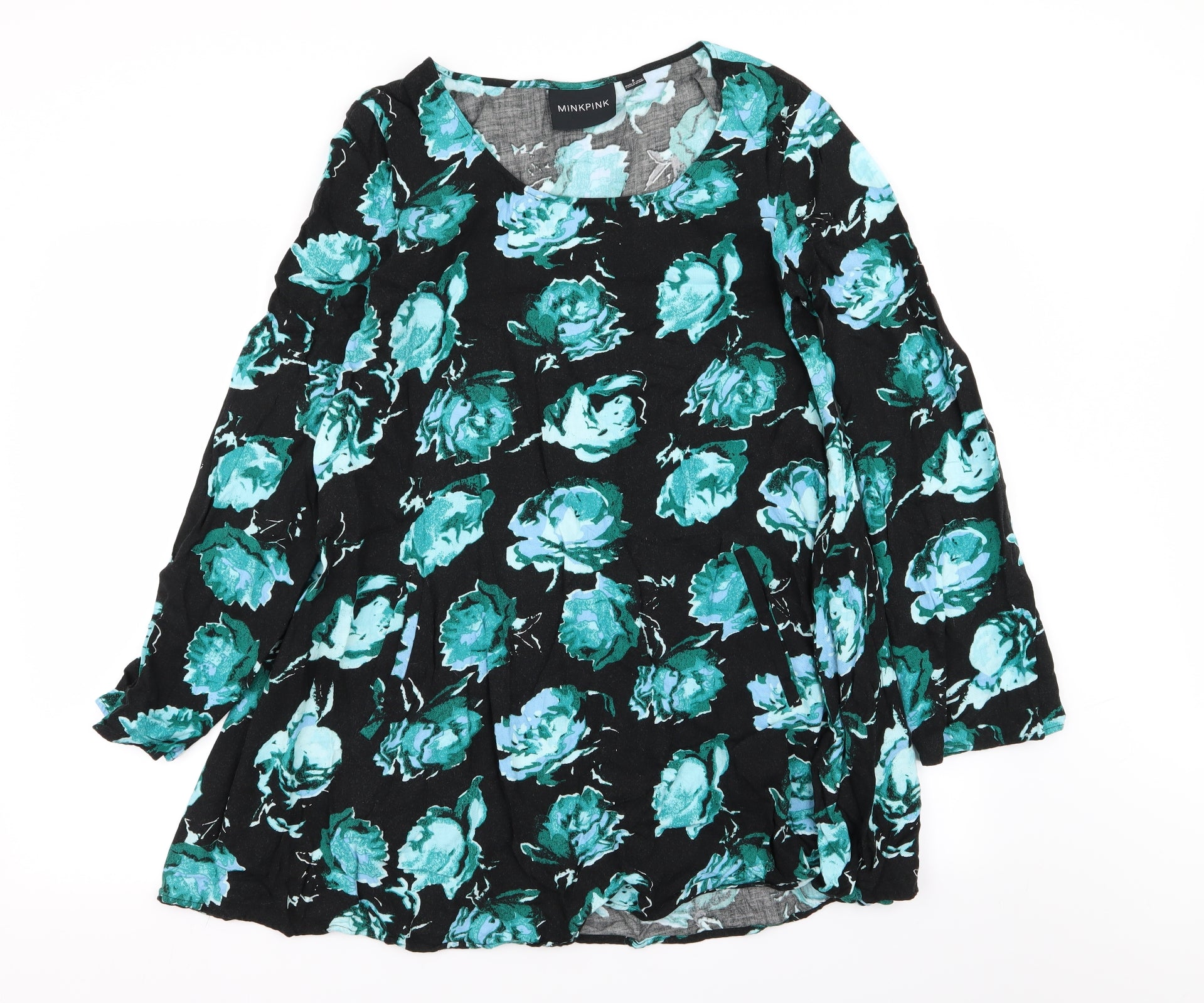 MINKPINK Womens T-Shirt Dress Size S Multicoloured Floral Short Crew Neck - reverse view