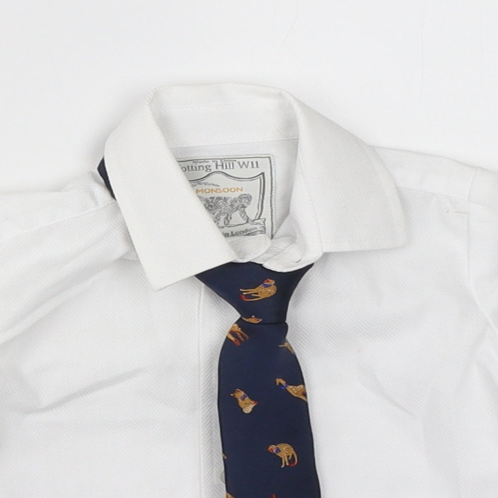 Monsoon Boys Basic Button-Up Size 6-9 Months White Collared Long Sleeve - close detail