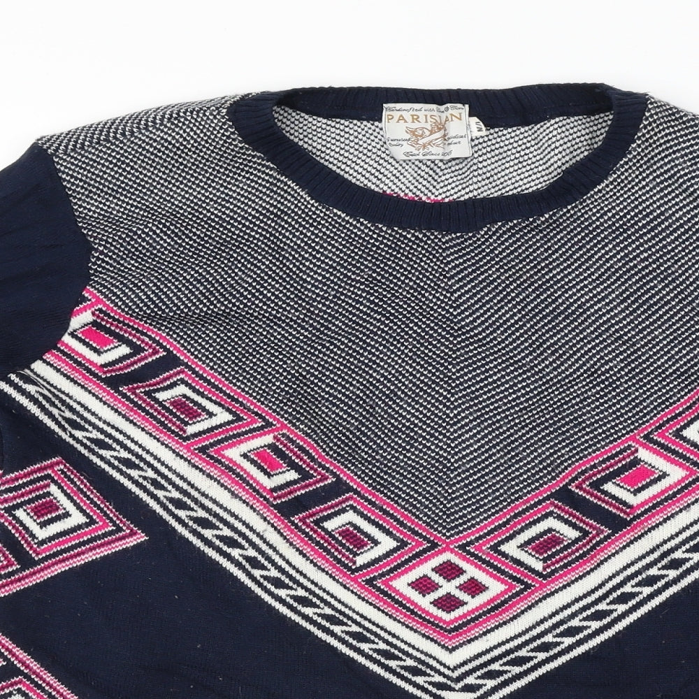 PARISIAN Womens Pullover Jumper Size M Blue Crew Neck Long Sleeve - close detail