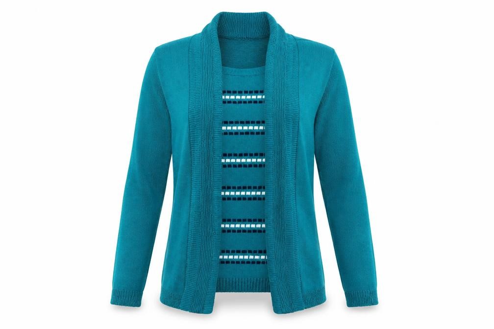 Insight Womens Cardigan Jumper Size S Blue Round Neck Long Sleeve - front view
