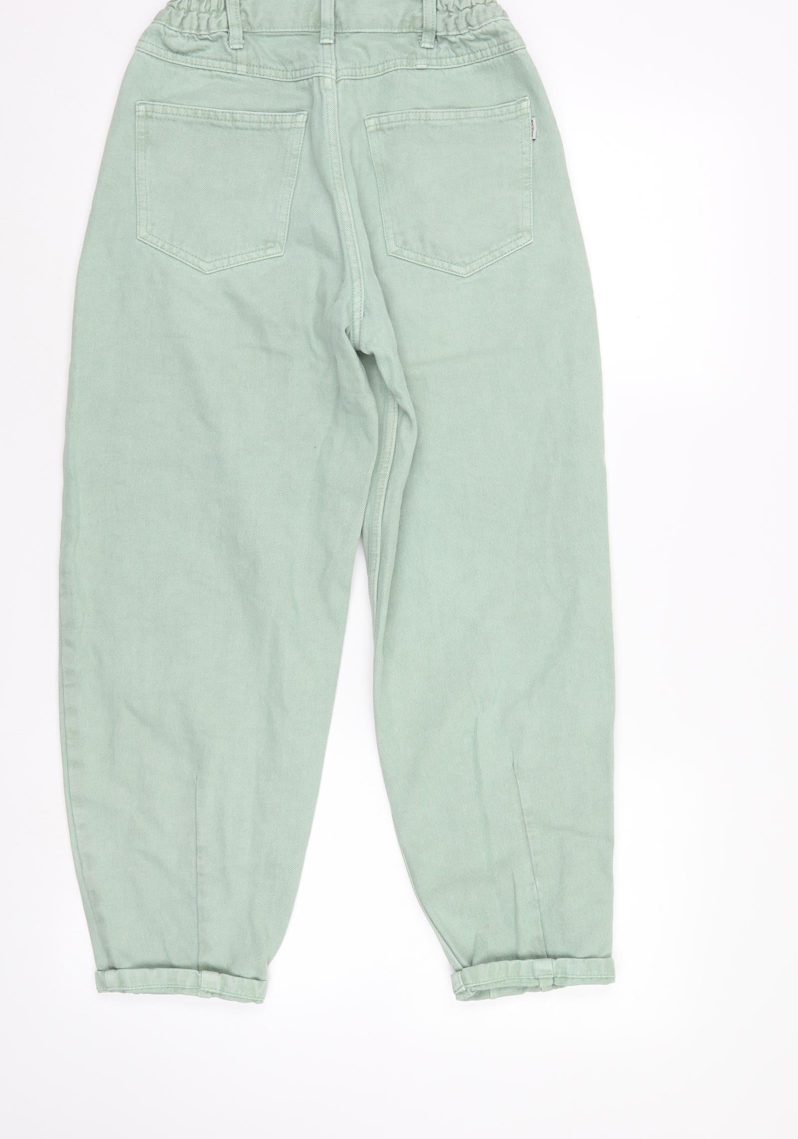 Bershka Womens Straight Jeans Size 4 Green W24 L26 - reverse view