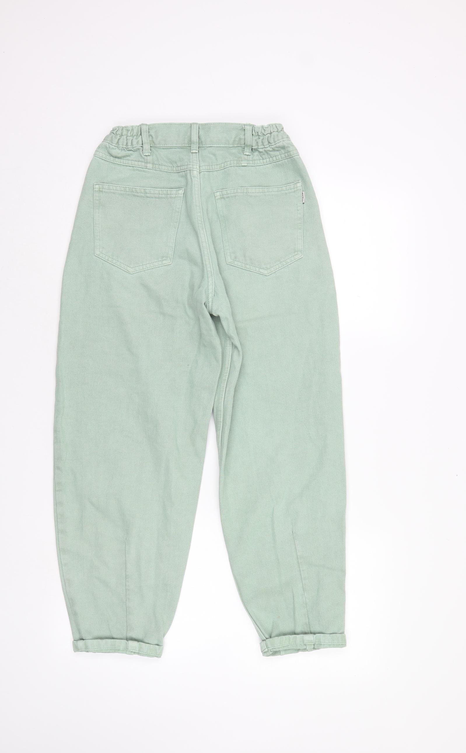Bershka Womens Straight Jeans Size 4 Green W24 L26 - label detail