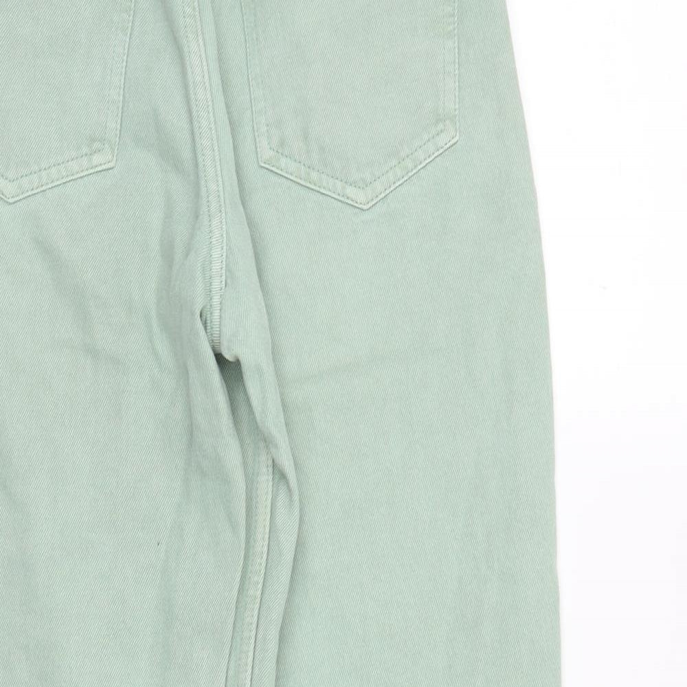 Bershka Womens Straight Jeans Size 4 Green W24 L26 - close detail