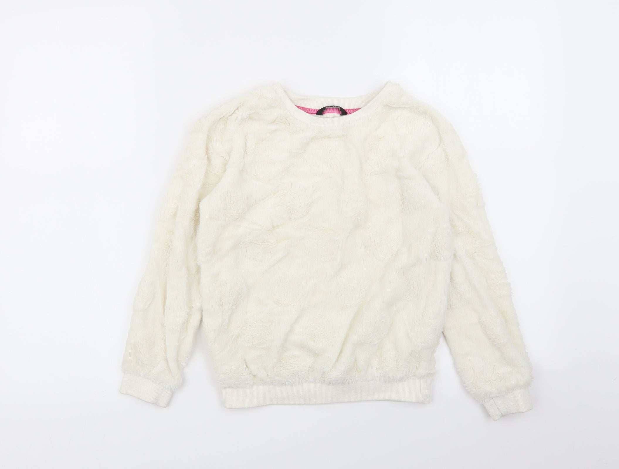 Girls George Size 8-9 Years Top Pyjama Top White Solid Long Sleeve - reverse view