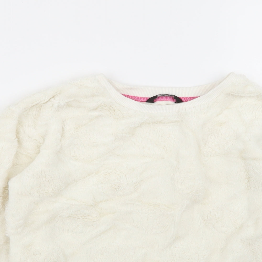 Girls George Size 8-9 Years Top Pyjama Top White Solid Long Sleeve - close detail