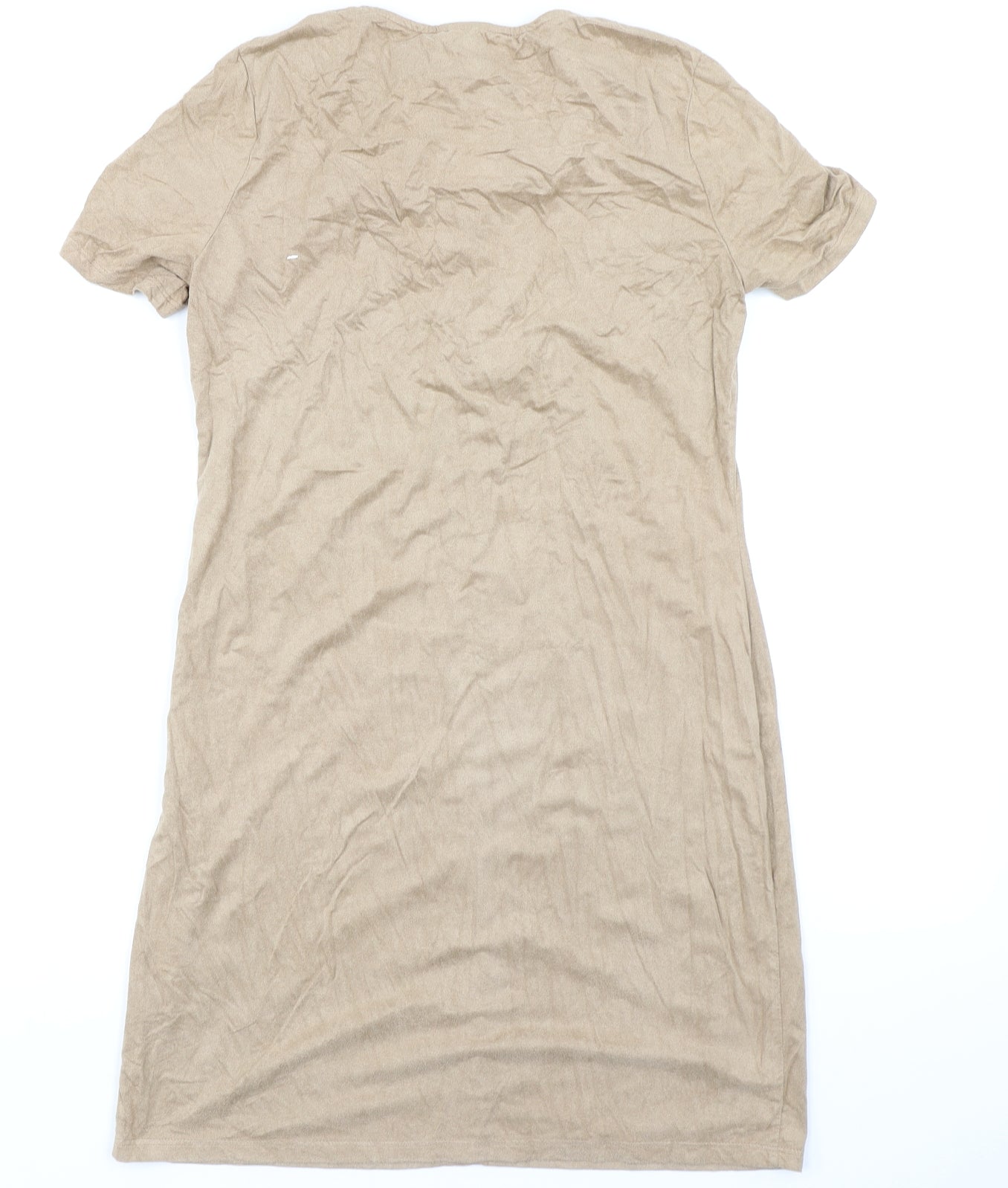 Womens Atmosphere Size 6 Bodycon Dress Brown Short V-Neck Short Sleeve - label detail