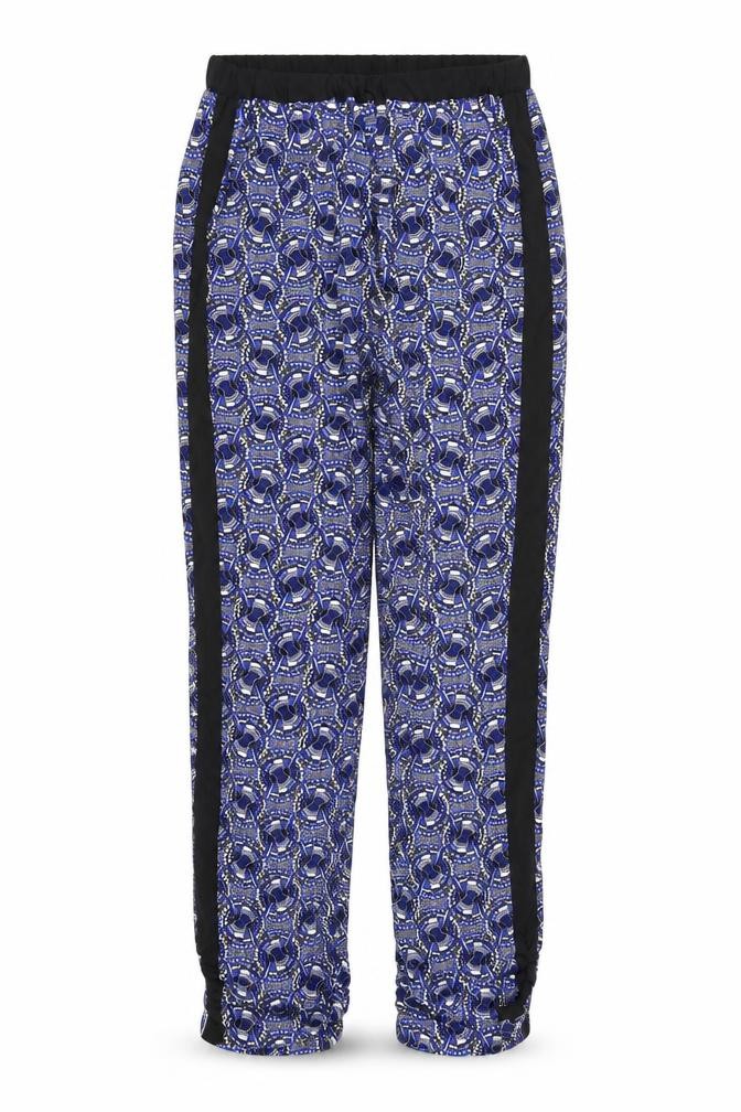 River Island Girls Bloomer Trousers Size 12 Years Blue Geometric Elastic Waist - front view