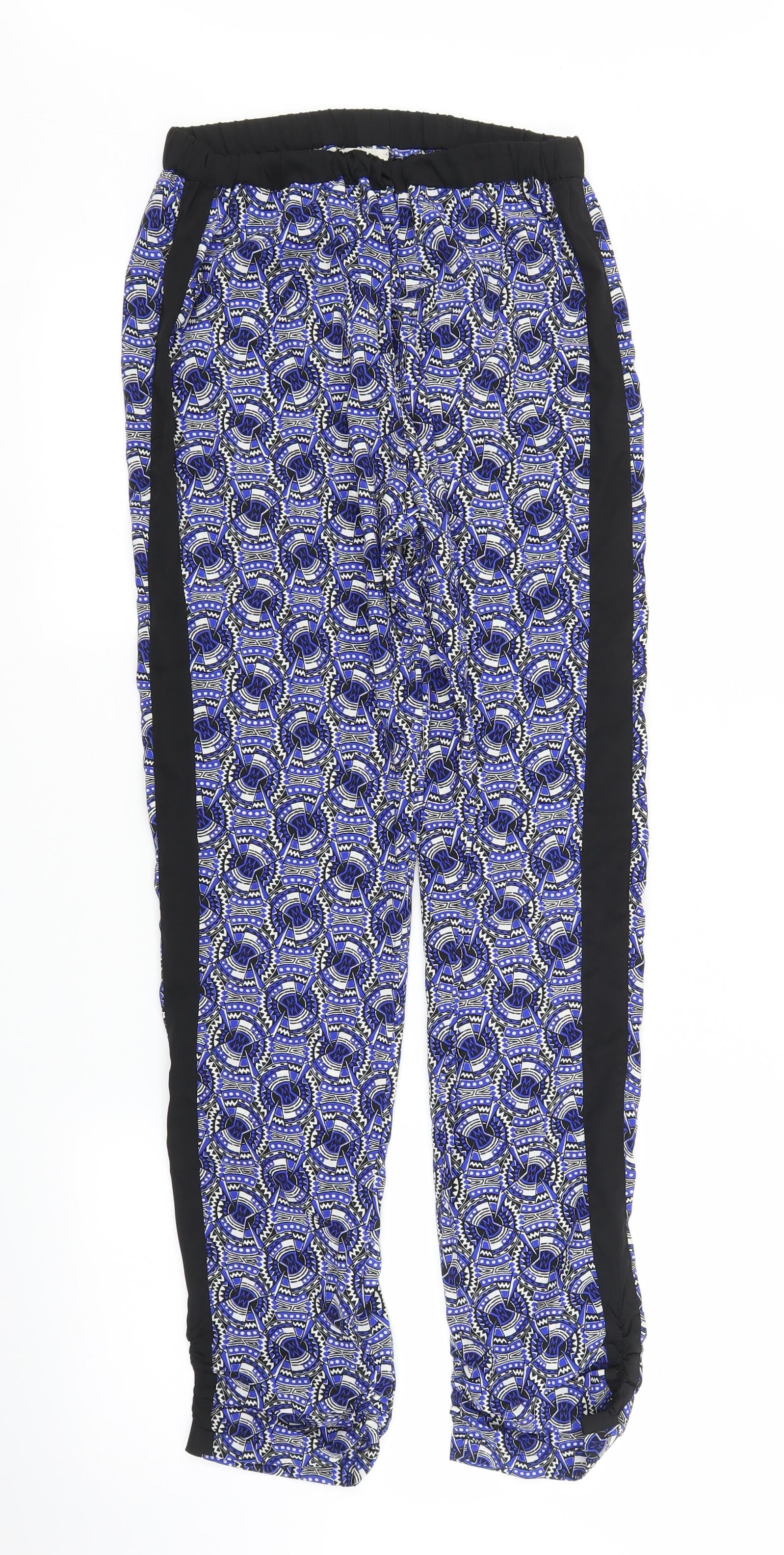 River Island Girls Bloomer Trousers Size 12 Years Blue Geometric Elastic Waist - reverse view