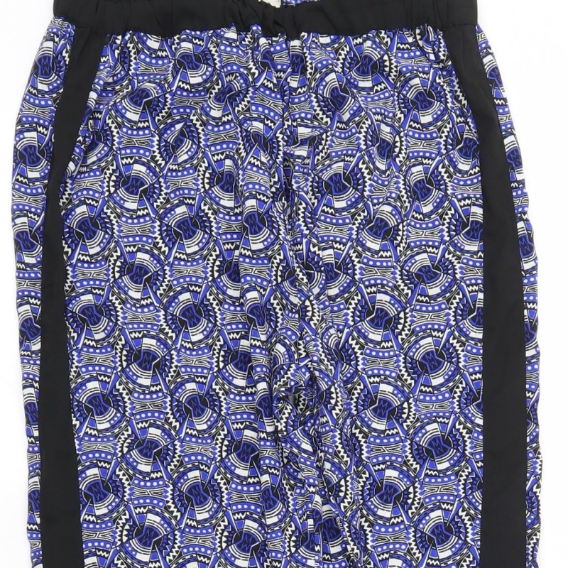 River Island Girls Bloomer Trousers Size 12 Years Blue Geometric Elastic Waist - label detail