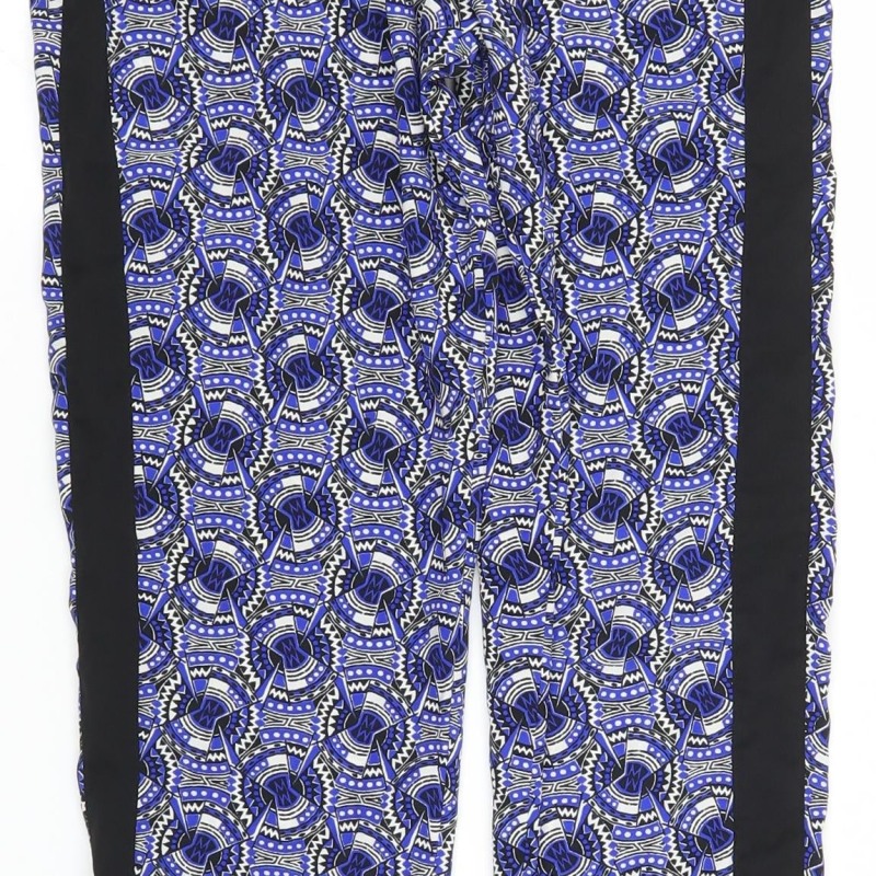 River Island Girls Bloomer Trousers Size 12 Years Blue Geometric Elastic Waist - close detail
