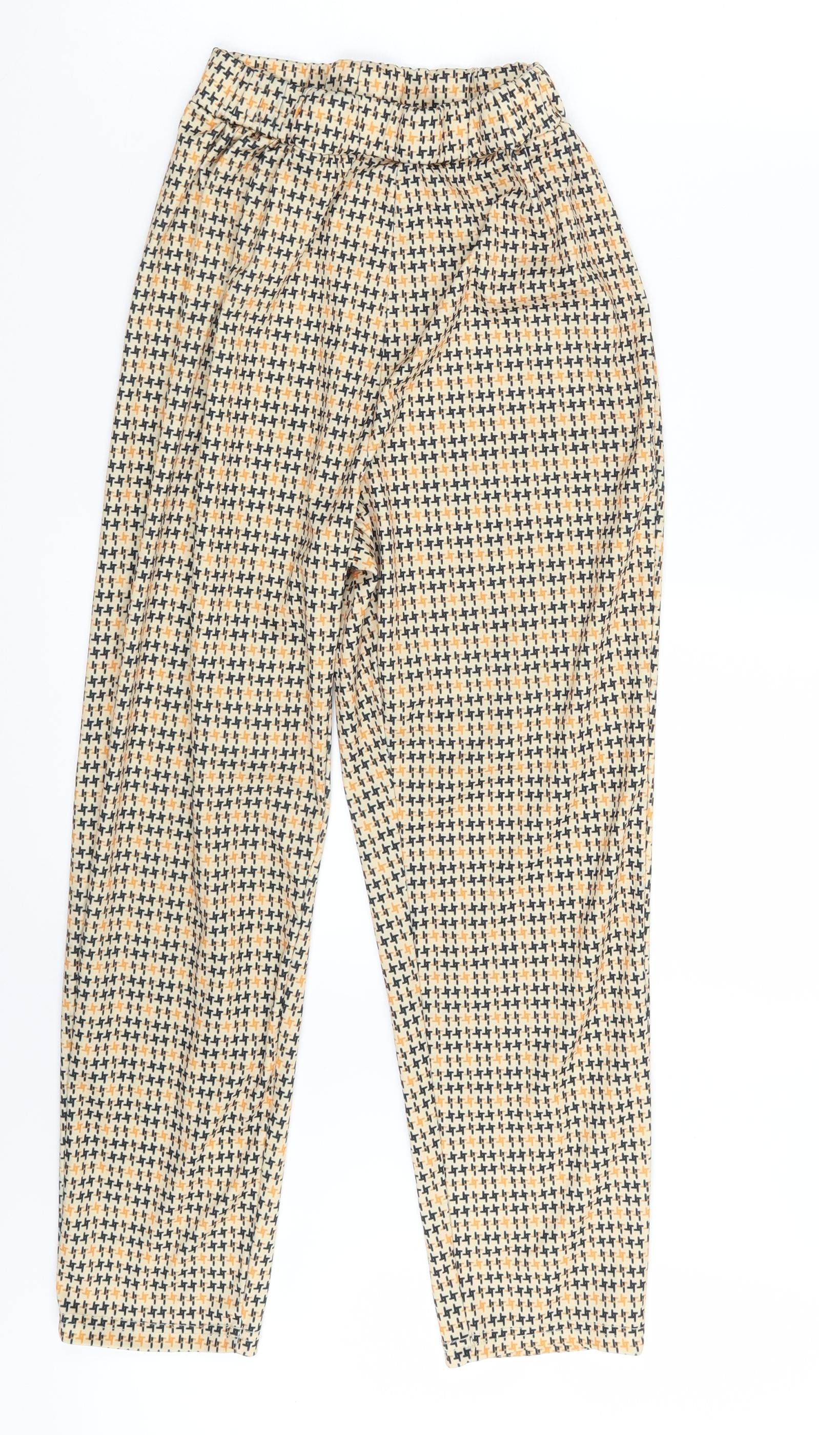 Preworn Girls Sweatpants Trousers One Size Multicoloured Geometric Elastic Waist - reverse view