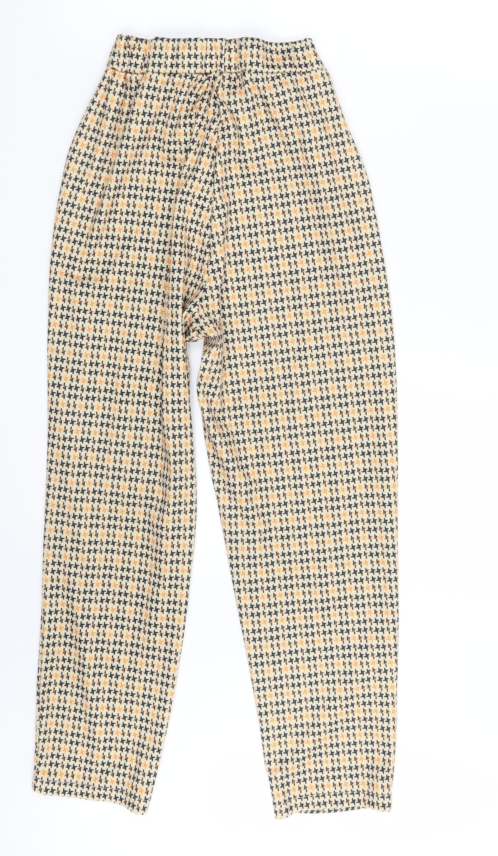 Preworn Girls Sweatpants Trousers One Size Multicoloured Geometric Elastic Waist - label detail