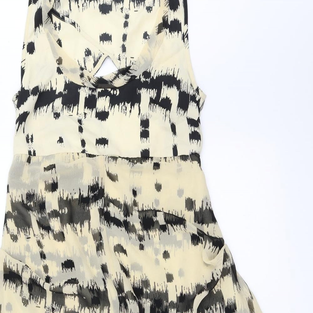 ASOS Womens Fit & Flare Dress Size 8 Beige Asymmetric Round Neck Sleeveless - close detail