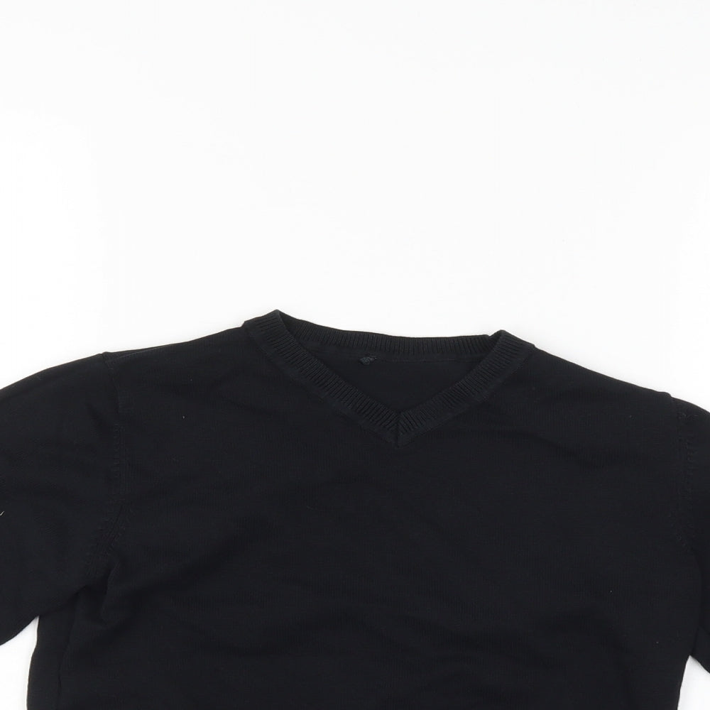 George Boys Pullover Jumper Size 7-8 Years Blue V-Neck Long Sleeve - close detail