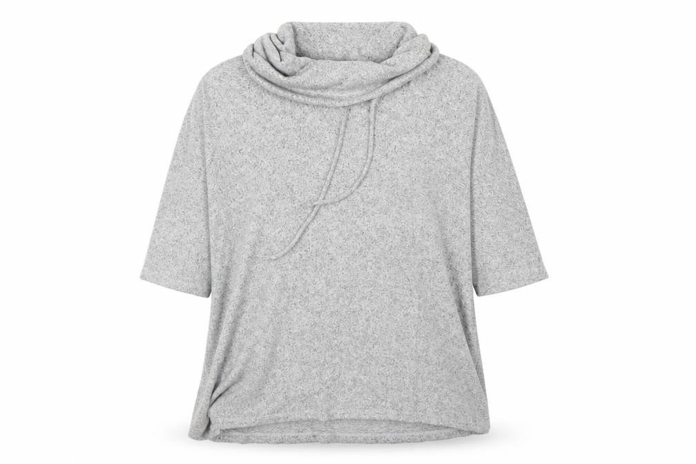 COIN 1804 Womens Tunic Blouse Size M Grey Cowl Neck 3/4 Sleeve Button - front view