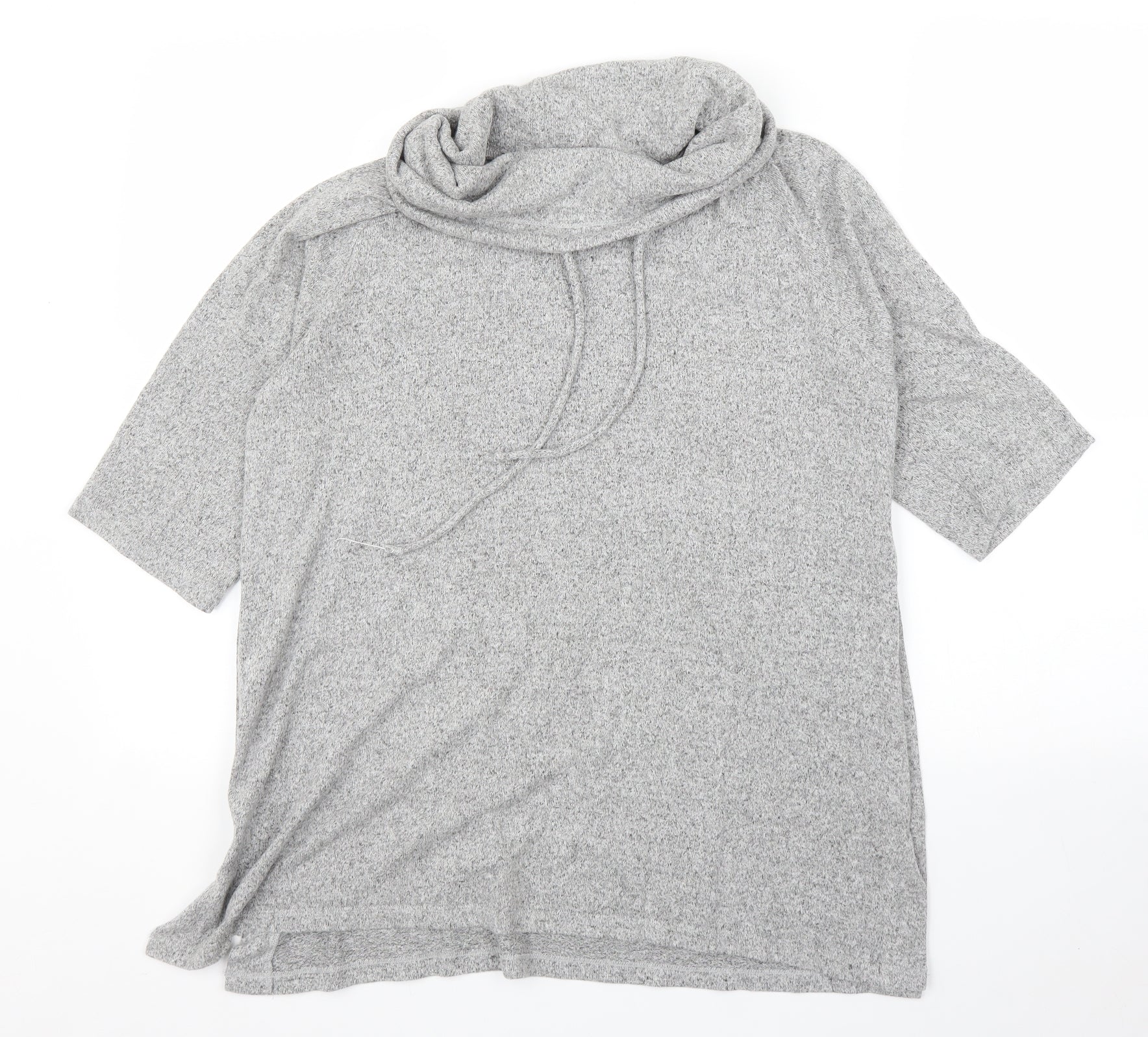 COIN 1804 Womens Tunic Blouse Size M Grey Cowl Neck 3/4 Sleeve Button - reverse view